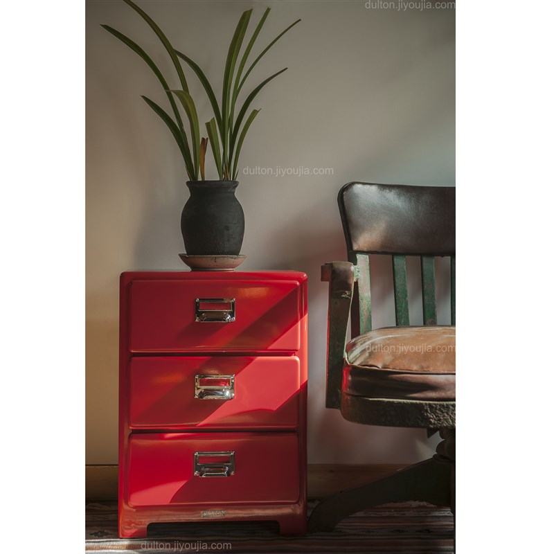 稻谷藏库 DULTOnN金属小三屉柜 复古床头柜收纳储物柜子 运费到付