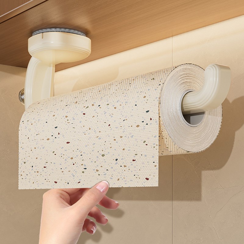 厨房纸巾架吸盘免打孔懒人抹布收纳架保鲜膜吸油纸挂架.挂杆卷纸