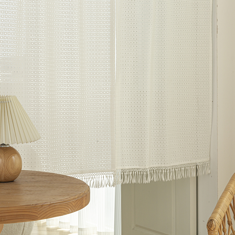 法式奶油a风门帘短门帘小窗帘网红门帘隔断窗隐私免打孔厨房店铺