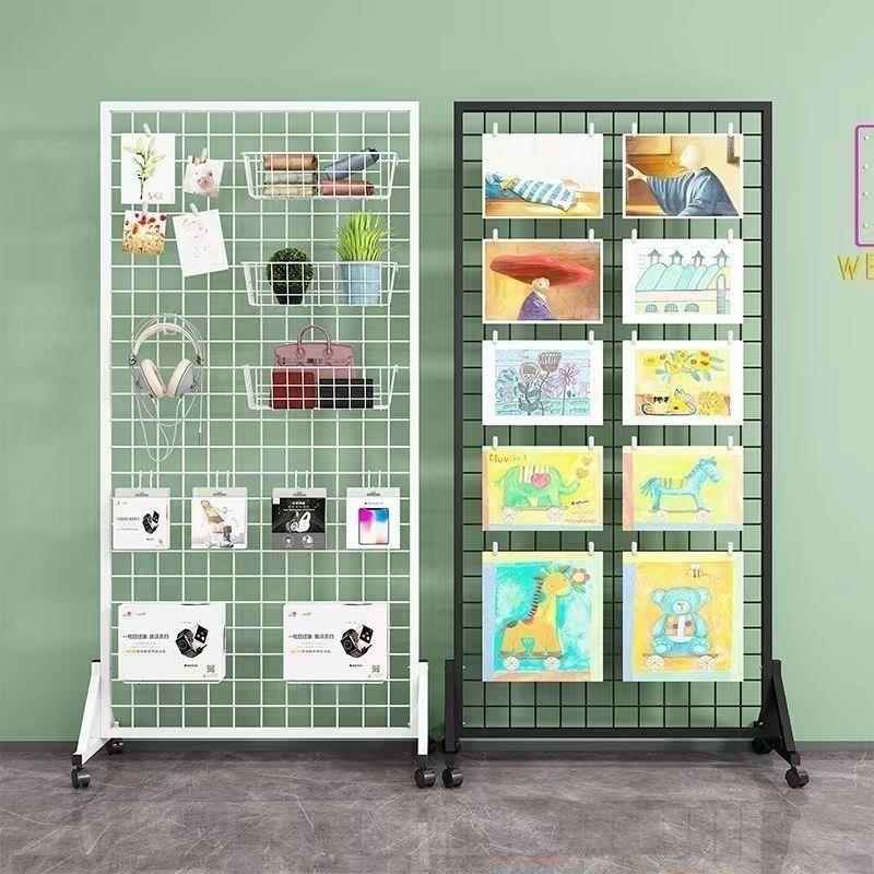 铁艺网格b折叠展示架幼儿园美工区作品书法画展网架立式移动置物