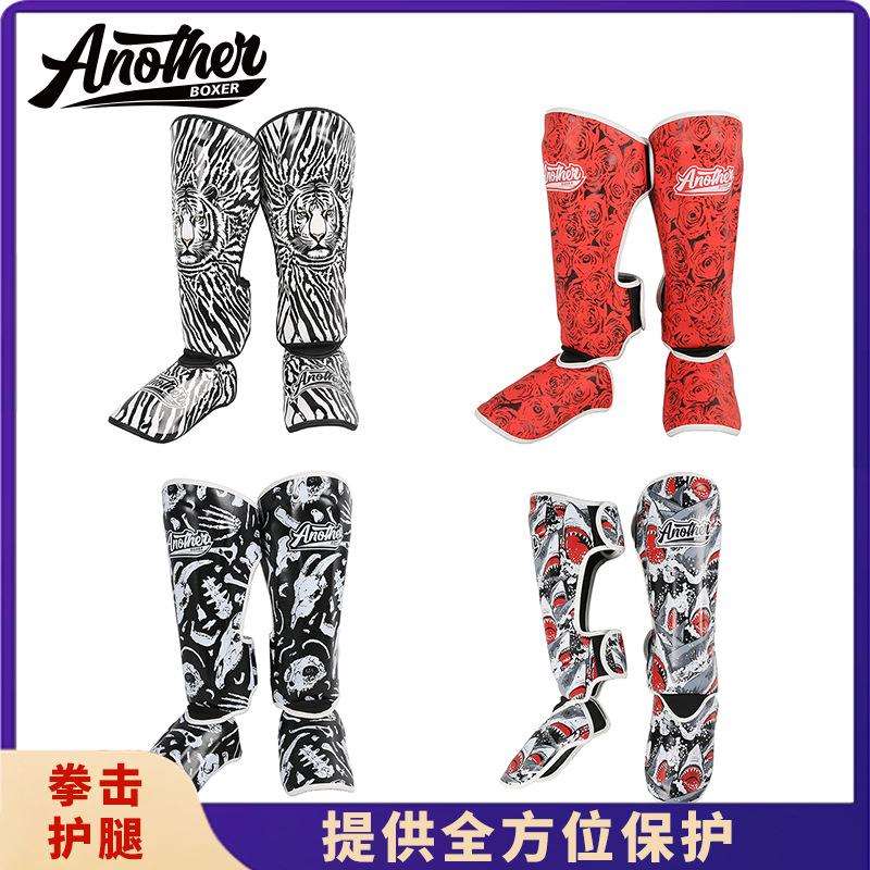AN拳击护腿加厚成人儿童散打护脚背拳击自由搏击护胫格斗护腿板训