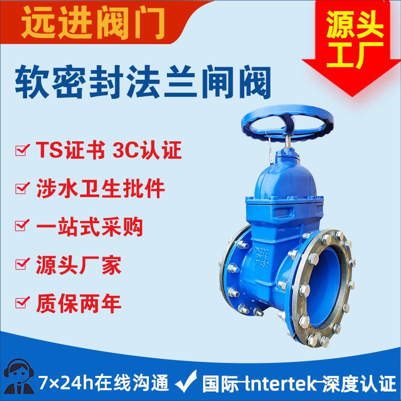 铸铁软密封法兰闸阀Z45X-16Q配套法兰螺栓橡胶垫片自来水管道水阀