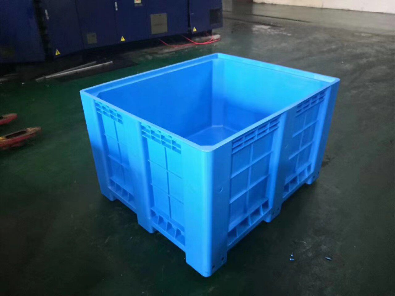 周转箱叉车卡板箱九脚川字托盘塑料箱带盖灰色胶框运输物流围板箱