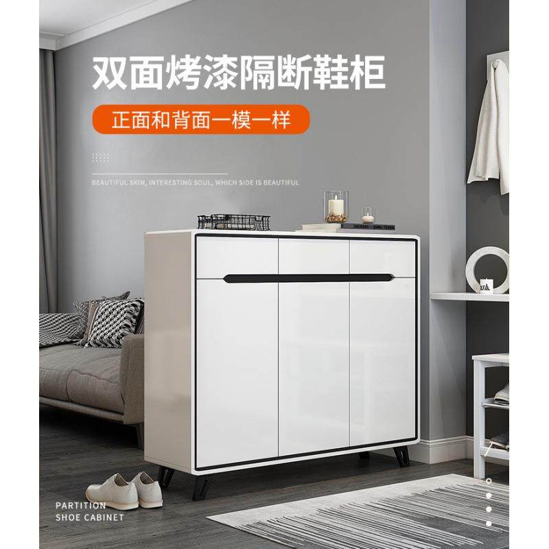 鞋柜家用门口入户简约现代新款2021爆款不靠墙双面烤漆玄关隔断柜