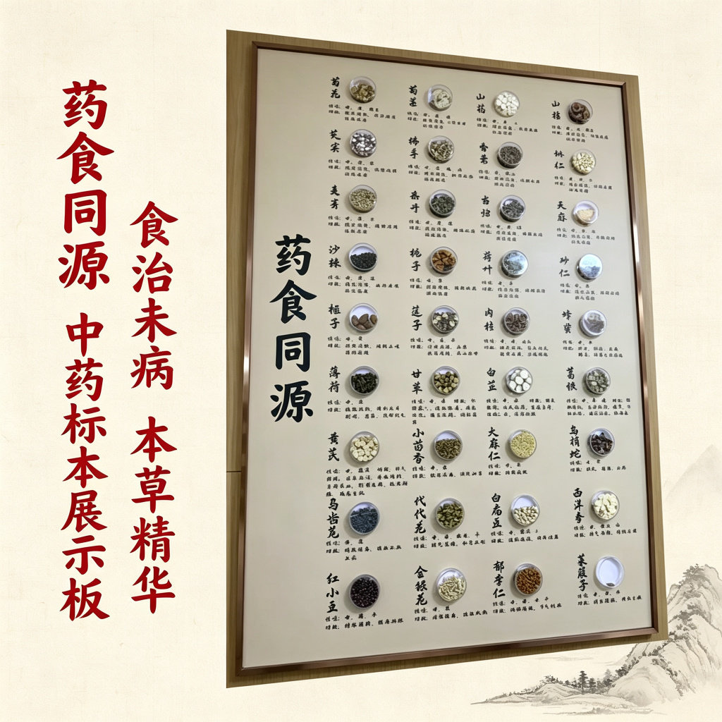 光影药草墙成品中药标本画展示自制中药柜装饰神农本草经标本