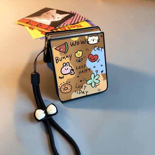 水果适用华为pocket2手机壳purax镜子小米mixflip玻璃novaflips三星zflip764卡通vivox可爱oppofindn3n2女p50