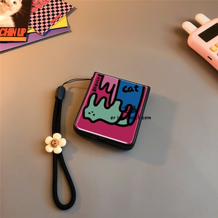 vivox荣耀v 4小米mixflip卡通p50oppofindn3n2女w 彩色猫适用华为purax手机壳pocket2玻璃壳nova三星zflip7