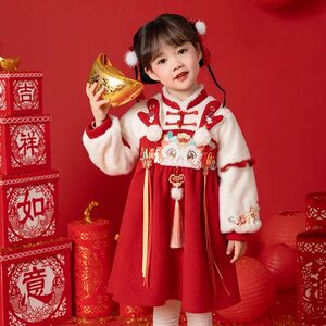 加绒女童汉服拜年服冬季