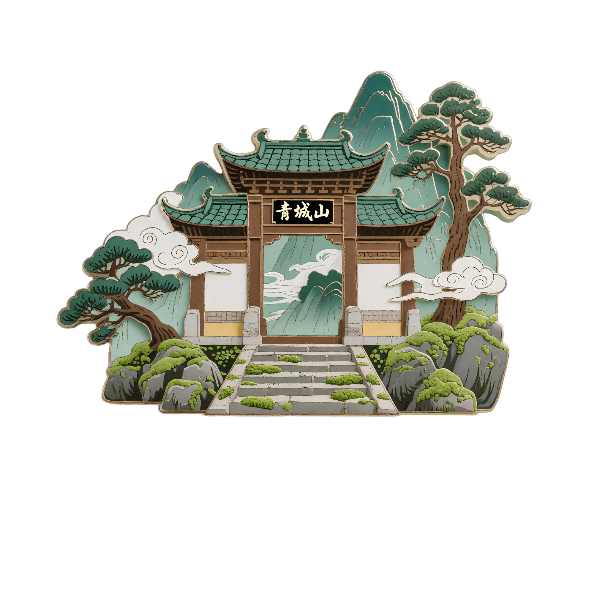 四川都江堰金属冰箱贴青城山旅游景点文创收藏纪念品地标建筑礼物