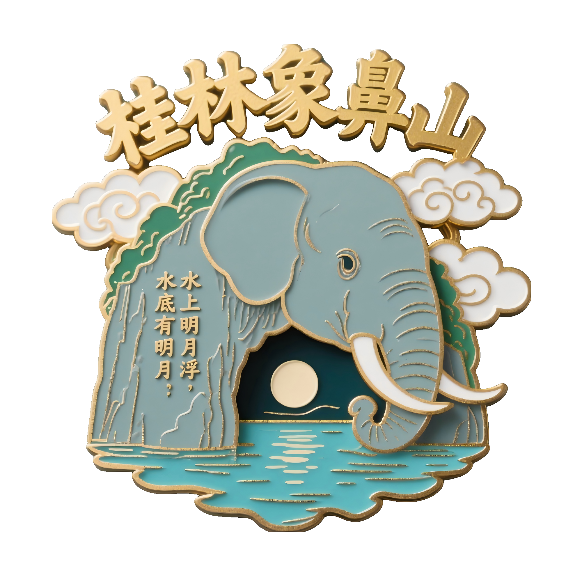 桂林象鼻山象神像金属冰箱贴