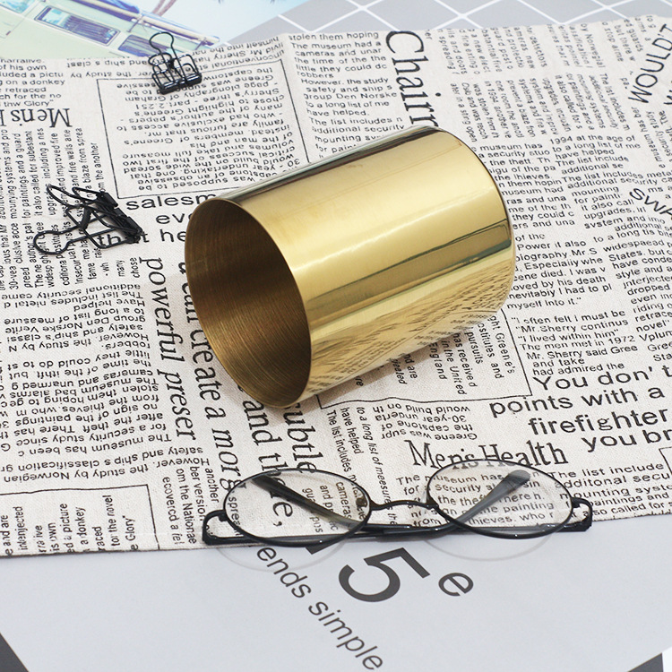 速发桌面轻纳圆形金属笔筒具公创意文办收奢笔筒 家居饰品摆件收