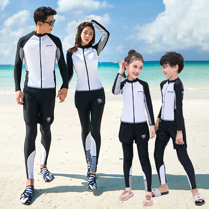 速发亲子潜水服防晒速干分体母袖长衣游儿童泳装情侣水长裤浮潜服