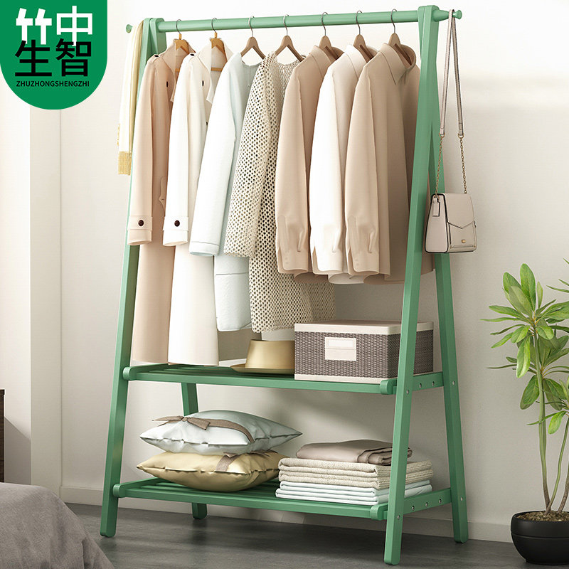 速发衣帽地落晒卧室多功能实木家用挂包架衣服室内折叠简易收纳置