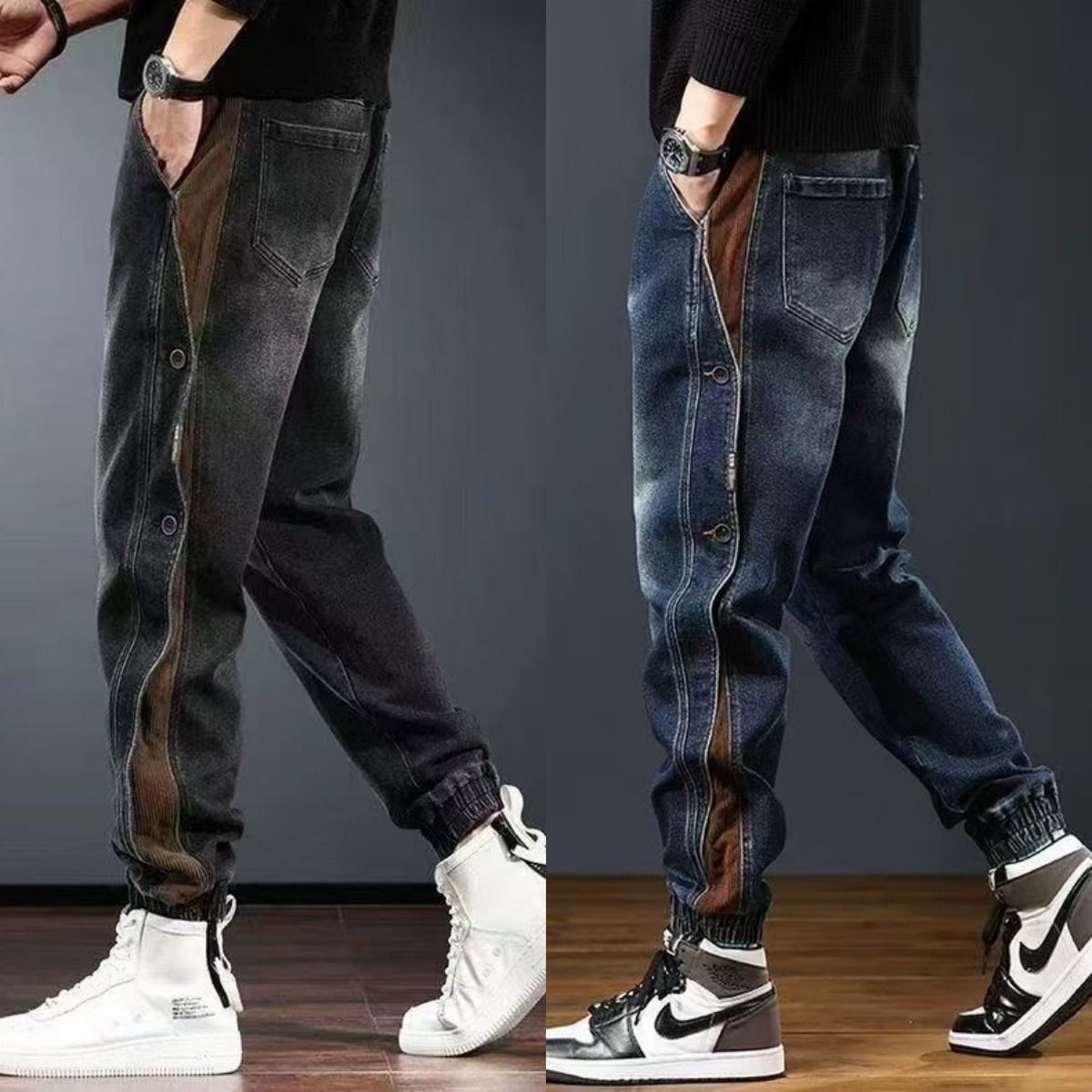 潮牌牛仔裤男秋冬款痞帅炸街裤子