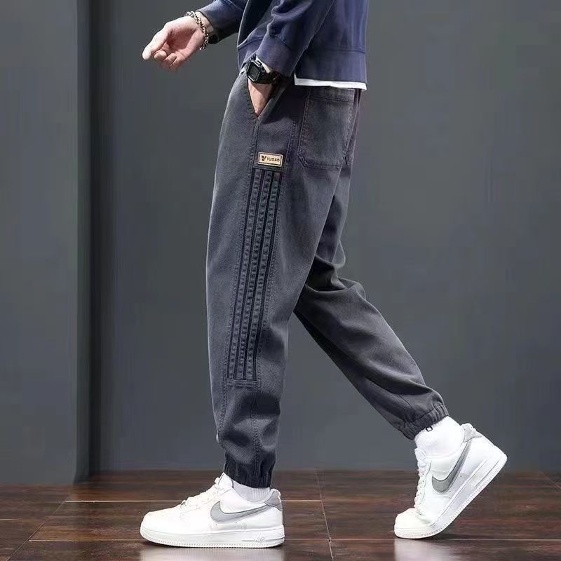 工装裤子男秋冬季宽松百搭潮流港风束脚裤外穿运动裤男士休闲裤子