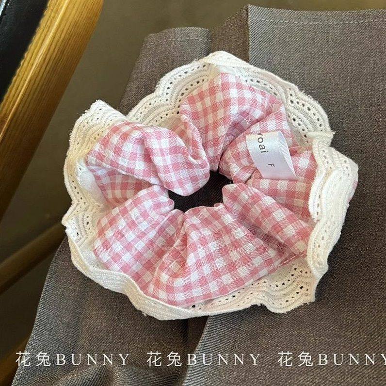 褶皱软棉粉紫色见描述温柔格子