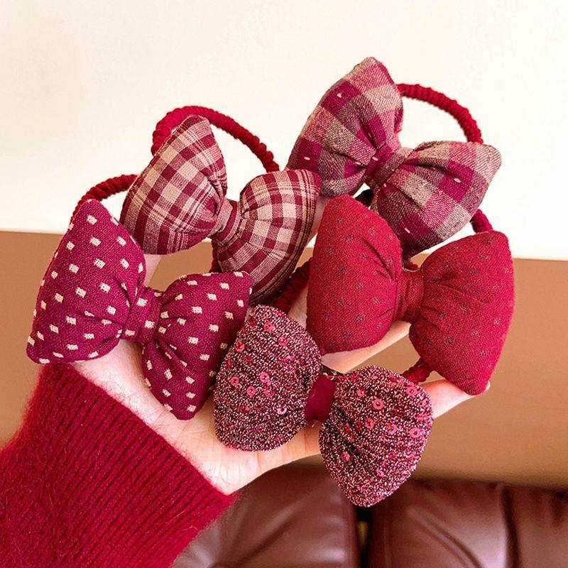 儿童新款蝴蝶结波点头绳小众亮片设计发圈洋气扎马尾丸子头发绳