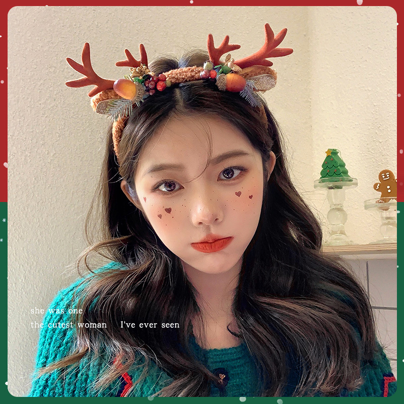 森系可爱圣诞节cos麋鹿发箍