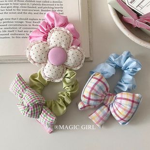 春夏多巴胺花朵蝴蝶结发圈头饰女扎头发皮筋发绳可爱甜美头绳发饰