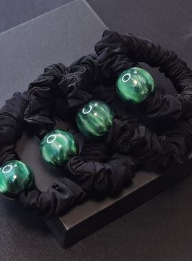 高级绿色珍珠小肠圈时尚扎马尾头绳ins丸子头发绳高弹力耐用皮筋