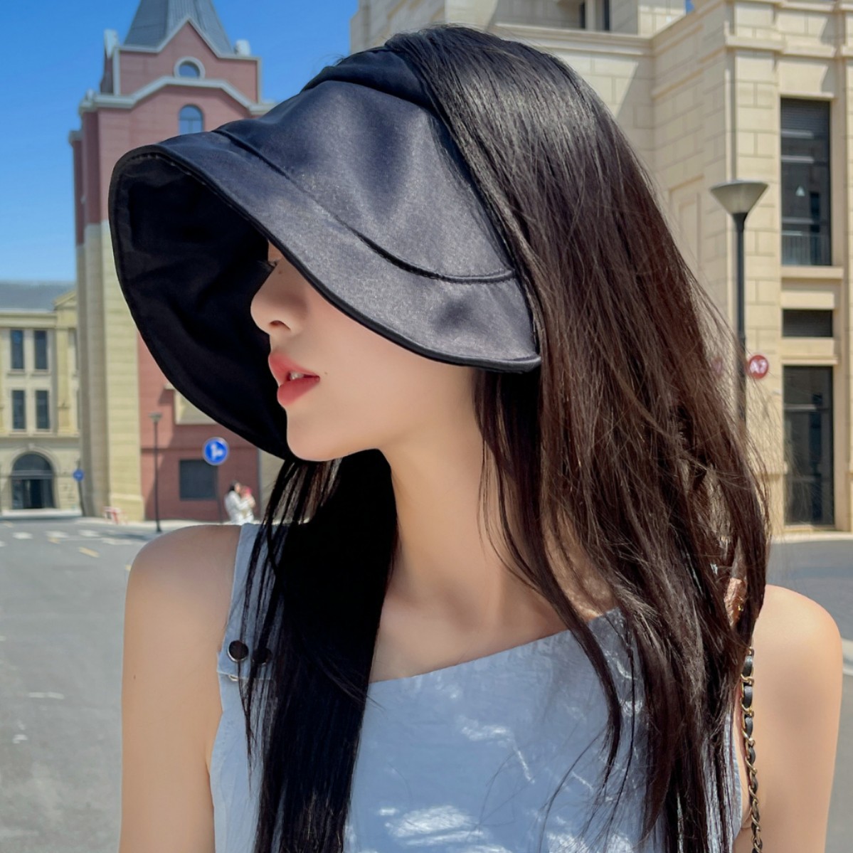 可折叠蛋卷帽子夏季空顶遮阳帽女防晒帽防紫外线太阳女大帽檐面罩
