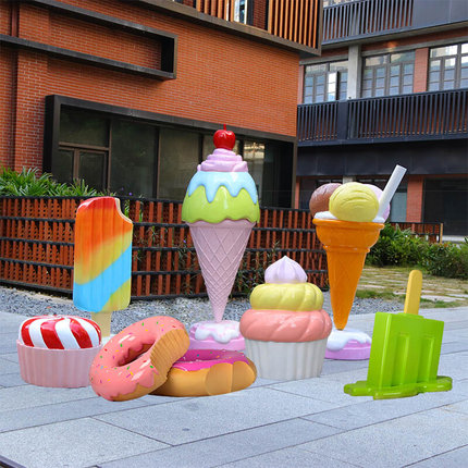 新品户外商场美陈仿真冰淇淋甜品大摆件网红店雪糕蛋糕模型玻璃纤