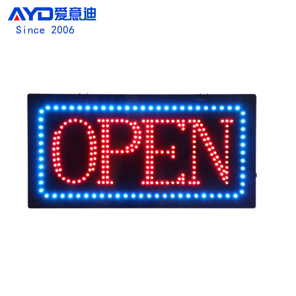 厂家货源LED广告牌 OPEN门头展示牌灯箱 LED Open Sign 48x24cm