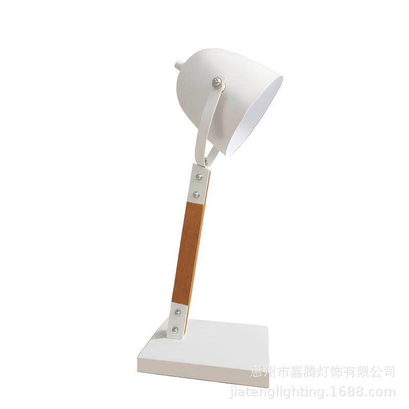 欧式简约卧室床头灯原木阅读家居装饰折叠铁艺木质台灯桌灯