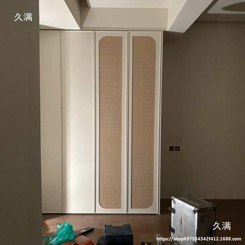 藤编门实木门中式复古卧室门对开门推拉衣柜门折叠移门隔断门