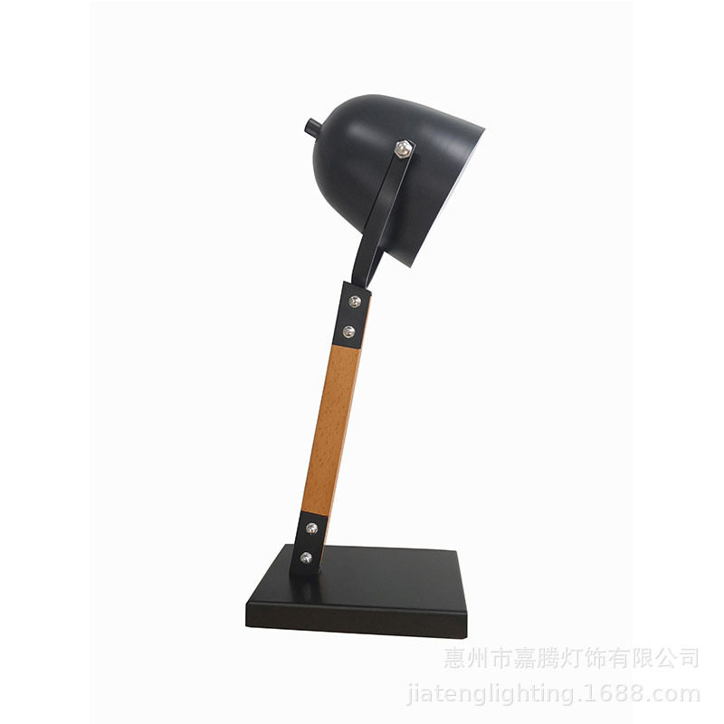 欧式简约卧室床头灯原木阅读家居装饰折叠铁艺木质台灯桌灯