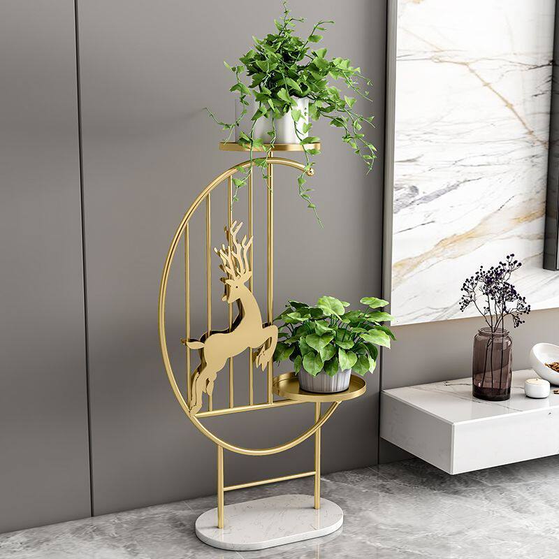 XN玄关花架子客厅落地式室内电视柜旁轻奢植物摆件阳台高档置物架