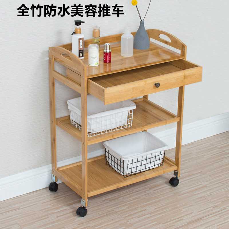 全竹防水特价美容美发推车工具车纹绣画廊美容院小推车实木多功能