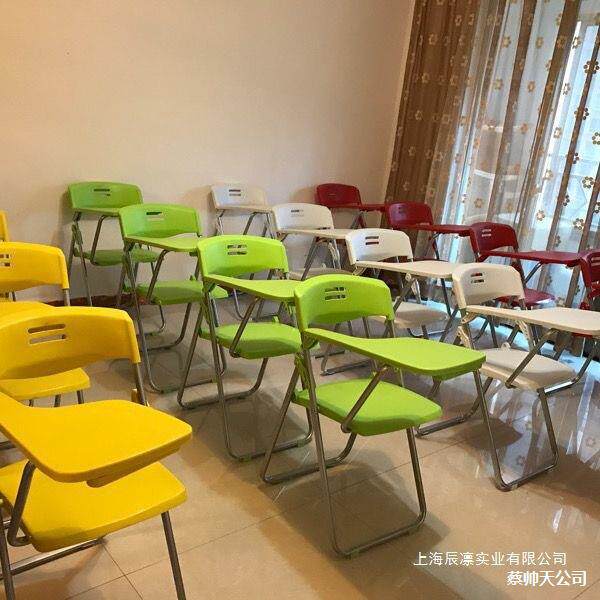 加厚培训椅带写字板可折叠免安装会议办公椅场会椅一体新闻桌椅子