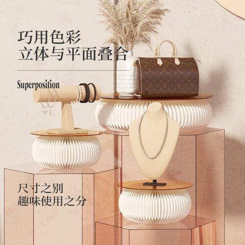 小展架圆形展示台可折叠小摆台桌面摆放装饰拍摄陈列架台面