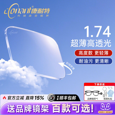 康耐特超薄1.74防蓝光眼镜片