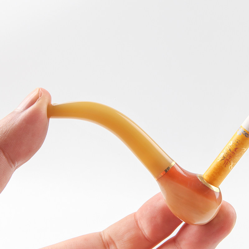 速发迷你小号/两用牛角烟斗过滤烟嘴小烟斗烟锅创意 便携式