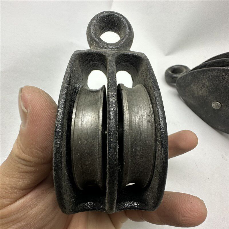 速发钢轮绳小滑双滑车轮滑轮 铸铁 一体式小号定滑轮起重滑丝双轮