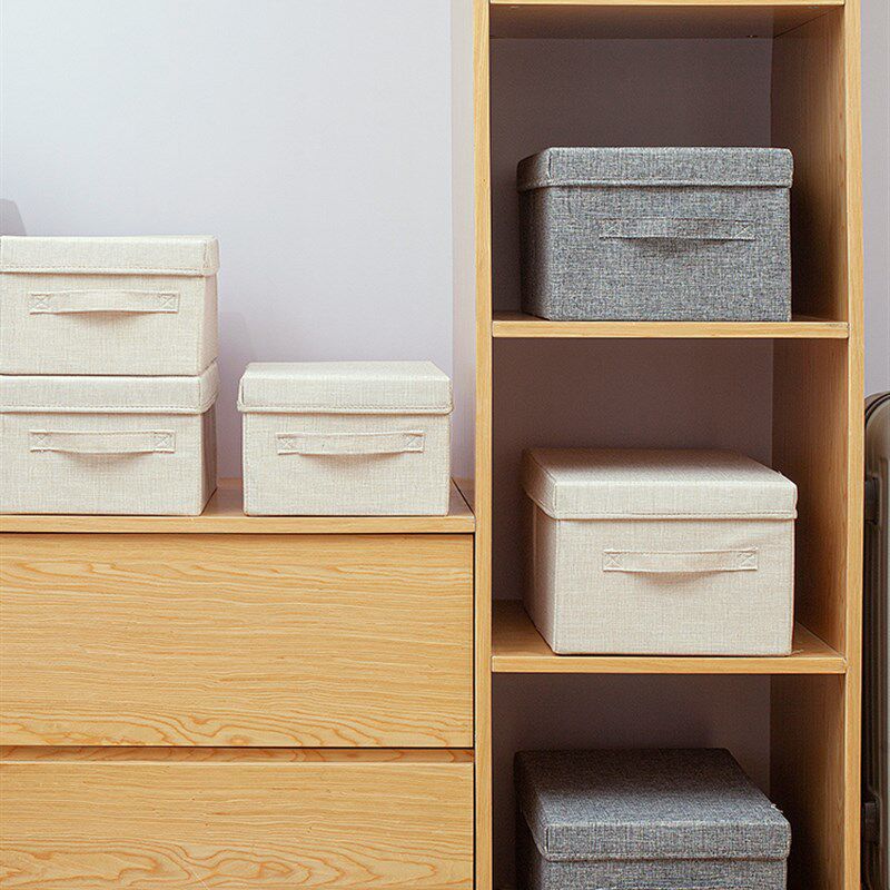 速发加盖收纳衣布艺箱物收纳盒衣柜用衣服储物箱小号整理箱家装可