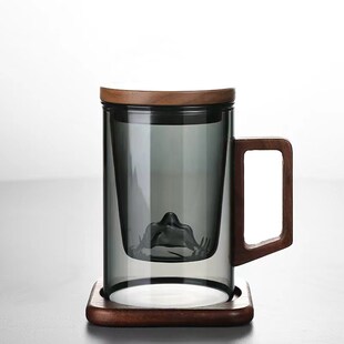 速发量公过大容办观山室滤泡茶杯高硼硅玻璃三件杯家用带盖普洱绿