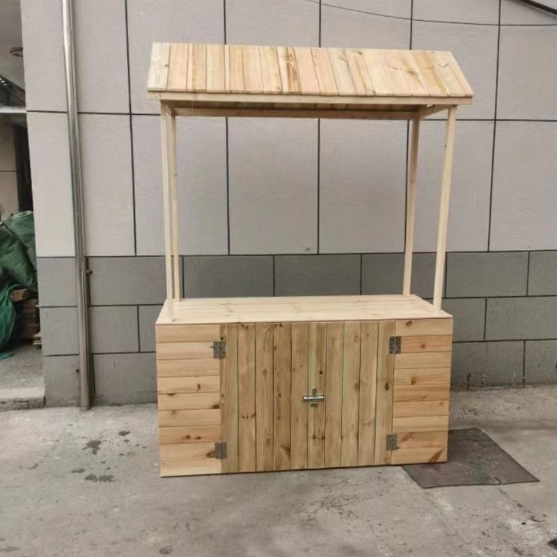 现货速发户外创意箱体小推车夜市木制展示架集市活动户外防腐木摊