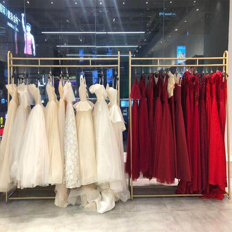 速发金色婚纱展示架落地式照相馆专用挂婚纱架子工作室礼服旗袍秀