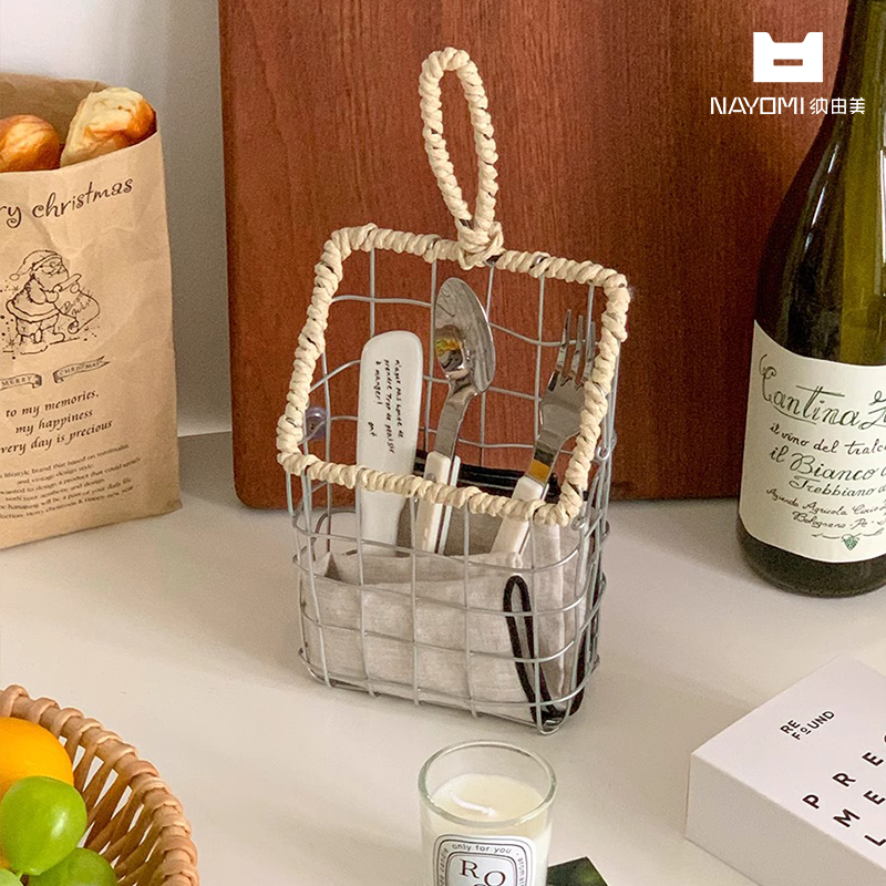 北欧可挂式铁艺收纳筐壁挂置物篮