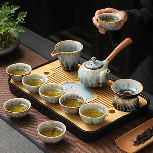 窑变功夫茶具套装 家用轻奢陶瓷茶壶盖碗茶杯小茶盘办公室整套
