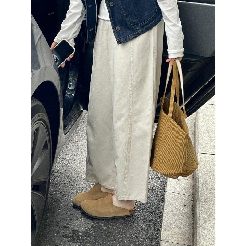 日系白色高腰棉麻工装阔腿裤女春秋季新款九分裤宽松休闲直筒裤子,女装/女士精品,大码裤装,淘宝优惠券,粉丝福利购,淘宝优惠卷