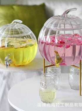 南瓜瓶果汁罐带龙头玻璃冷水壶酒店甜品台自助大容量水果茶饮料桶