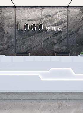 烤漆前台桌公司接待台白色简约酒店带灯前台美容院收银台办公桌