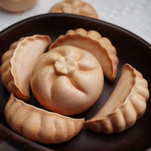 大丰收大包子大饺子摆件创意实木摆件水饺摆件解压治愈