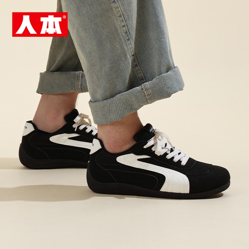人本官方店2025秋款透气阿甘鞋网面运动德训鞋男士休闲潮牌潮鞋
