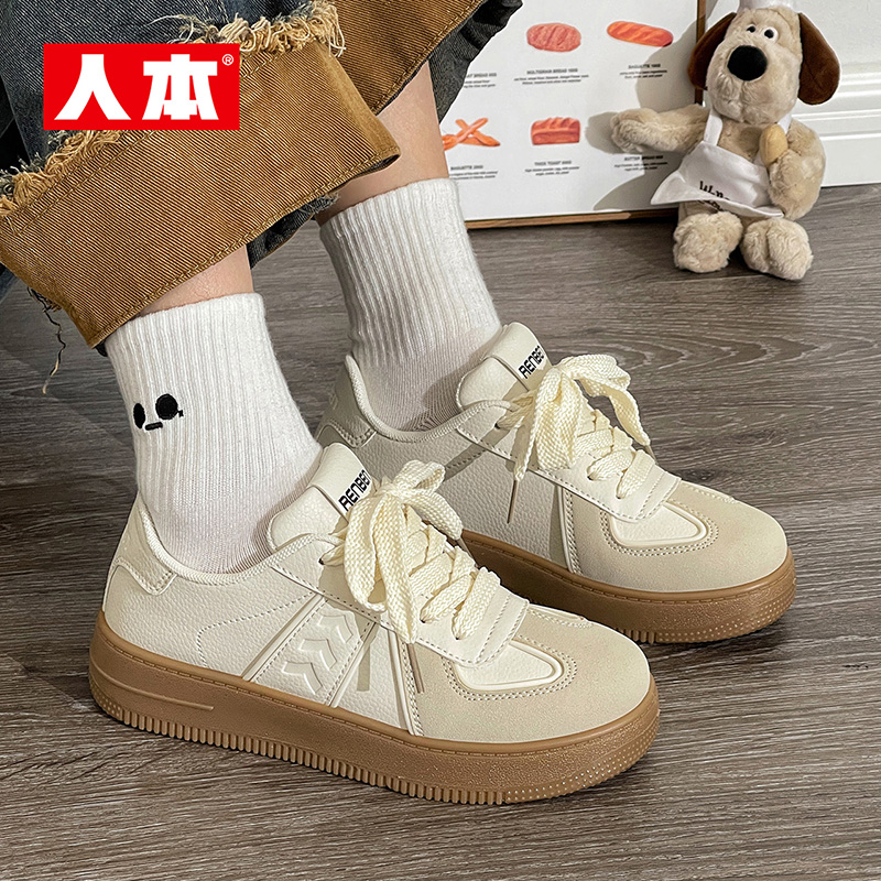 人本官方店德训英伦风复古跑鞋休闲运动板鞋女款配裙子的鞋秋季新