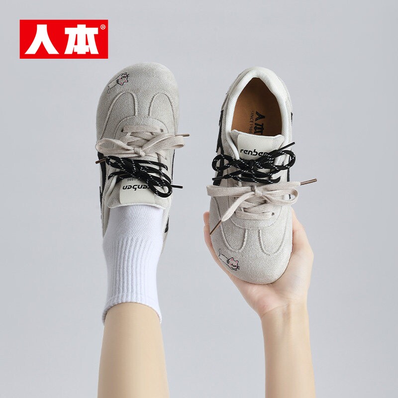 人本官方店2026新款春季复古丑萌德训鞋女百搭休闲运动板鞋阿甘鞋